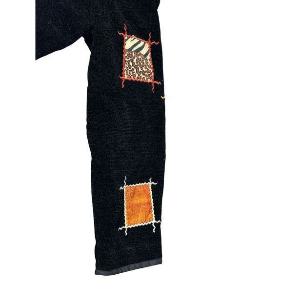 Indigo Moon jacket black size M unique boho artsy patchwork pattern - Picture 13 of 16